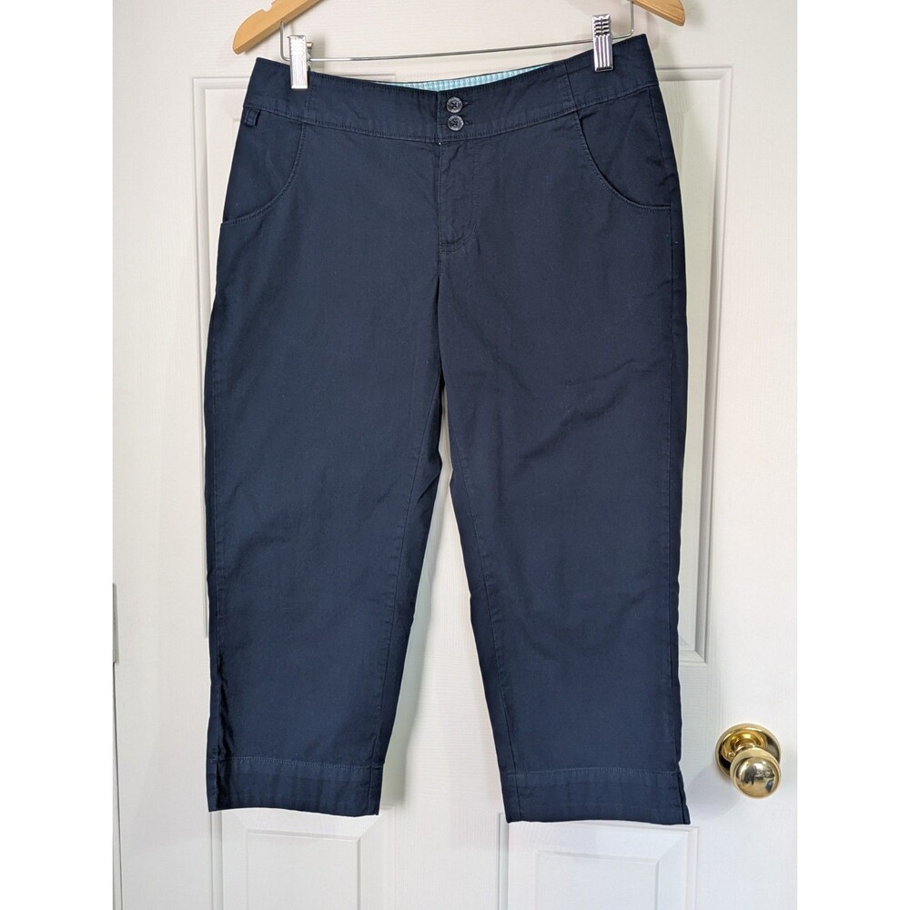 Columbia PFG Capri Crop Pants Womens 6 Navy Pockets Omni Shade Outdoors Gorpcore